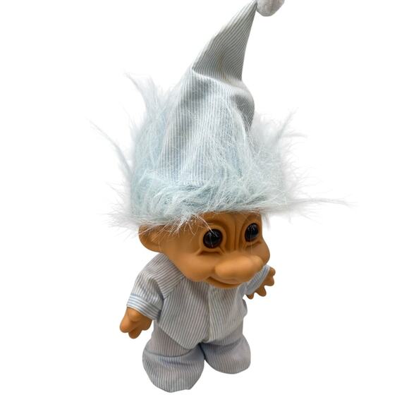 Vintage Russ Bedtime Troll Doll Sleepy Time Blue Pajamas and Nightcap - Picture 8 of 10